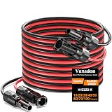 Vansdon 2x70 Feet Solar Panel Extension Cable, 10AWG Solar Cable, Solar Panel Cable with Female and Male Waterproof Connectors for RV, Photovoltaic Systems (70FT Red + 70FT Black)