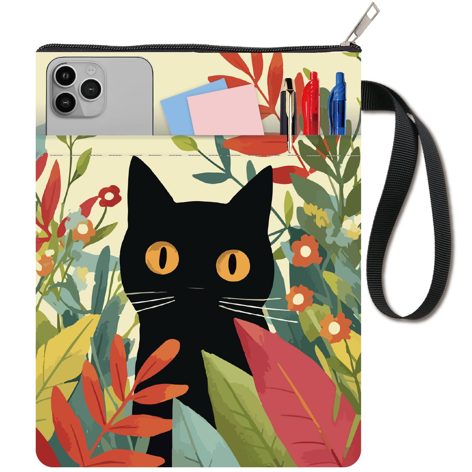 CRASPIRE Cat Book Sleeve Book Cover Pouch 11 x 8.7 Inch Washable Cloth Book Protector with Zipper Front Pocket for Hardcover Paperbacks Reading Accessories Women Reader Librarian Bookish Bookworm