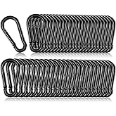 50 Pack 2" Heavy Duty Carabiner Clips, M5 Black Galvanized Steel Spring Snap Hooks, Rust-Resistant Keychain Clips for Hammock, Camping, Hiking, Fishing, Swing Set