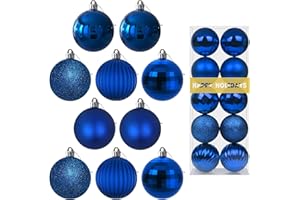 GAMEXCEL Royal Blue 3.2" Large Christmas Balls - Christmas Tree Decoration Ornaments Shatterproof Hanging Balls for Birthday Halloween Holiday Wedding Decorations Set of 10pcs
