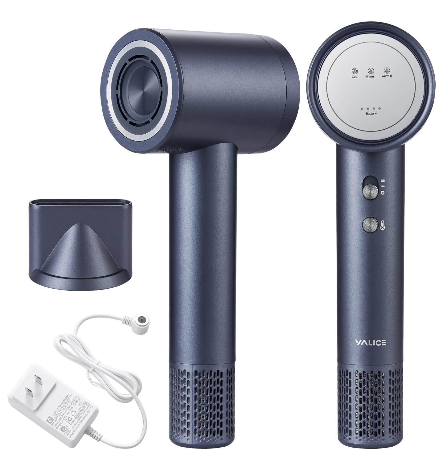 Photo 1 of YALICE Cordless Hair Dryer Rechargeable with Digital Screen, 15000mAh Travel Hair Dryer with Magnetic Nozzle, 4 Mode Portable Hair Blow Dryers for Women Kids Outdoor Camping Beaches (Gray)