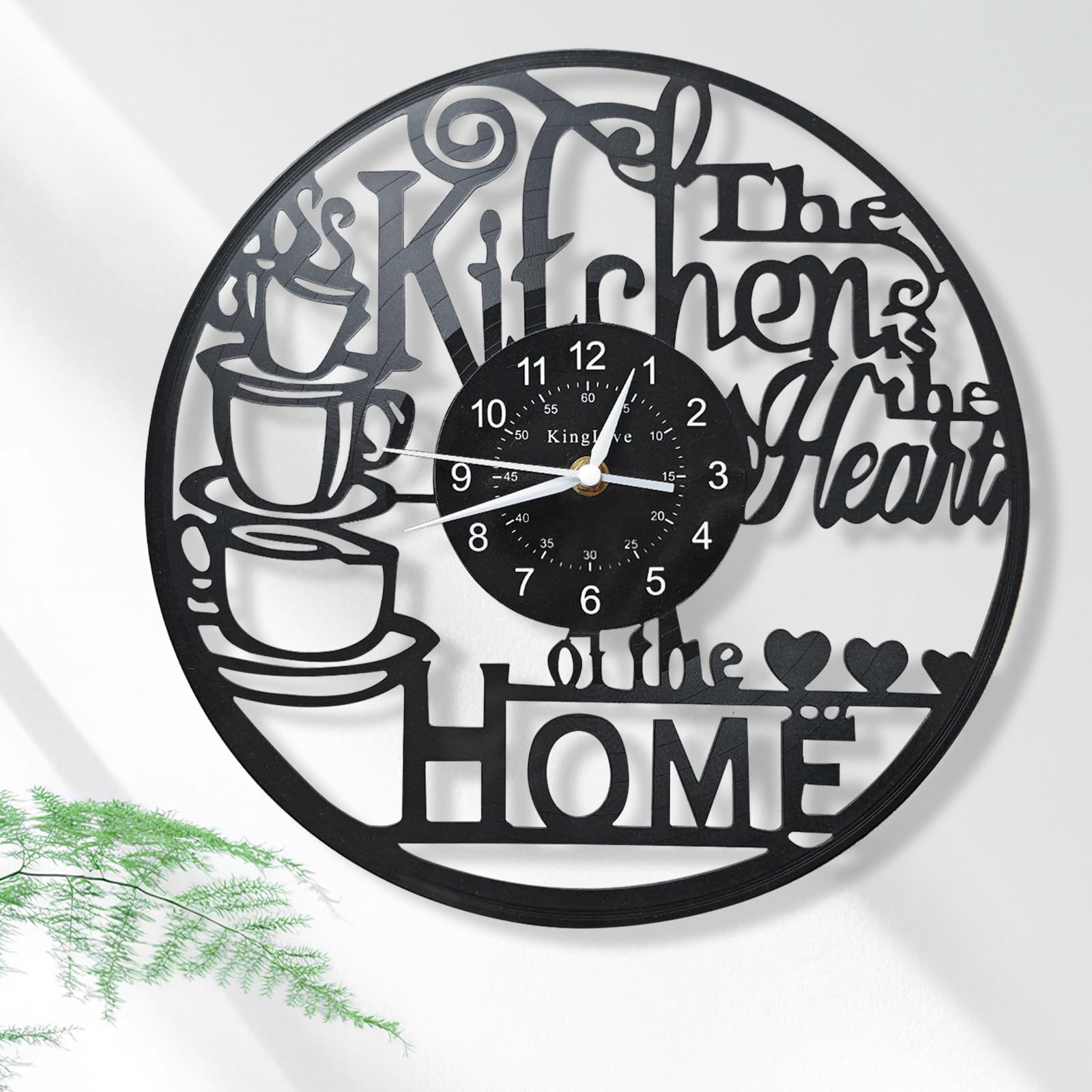 Photo 1 of ***FOR PARTS ONLY/ NON -FUNCTIONAL*** KingLive 12 Inch Kitchen Clocks Vinyl Record Clock, Creative Kitchen Home Decor, Coffee Wall Decor Theme for Restaurant Café, Gift for Women Wives(Black Coffee Cup)