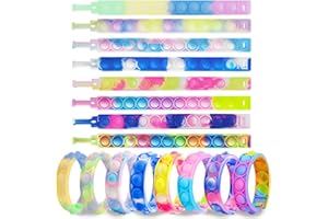 IERKEIE 16 Pcs Pop Bubble Bracelet Fidget Toys, Pop Wristband Fidget Bulk Toy for Party Favors Halloween Christmas Valentine Gifts Students Gifts Easter Egg Basket Stuffer Classroom Prizes Goodie Bag for Kids