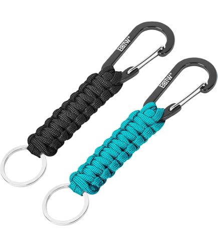 PATIKIL - Lot De 3 Porte-clés Paracorde Noir/Orange - 30cm, Polyester Résistant, Urgence Camping/Rando