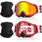 Relaxweex 2 Pack Atv Goggles Motorcycle Motocross Dirt Bike Ski Goggle Anti-fog Windproof Dustproof, with 2 Neck Bandana