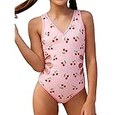 Ecolala Girls One Piece Swimsuits Cute Gingham Graphic Bathing Suit Crossback Cut Out Swimwear