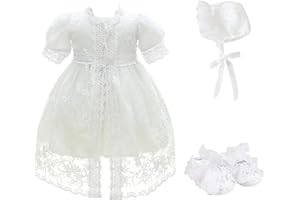 Glamulice Baby Girl Christening Baptism Dress Infant/Toddler Girls Lace Party Dresses Princess Formal Outfit