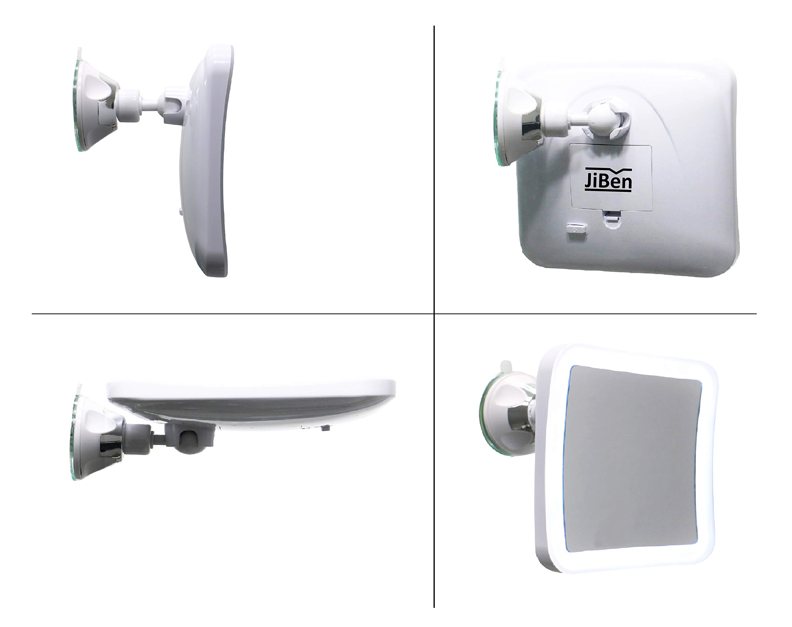 JiBen Square LED Lighted 10X Magnifying Makeup Mirror, Power Locking