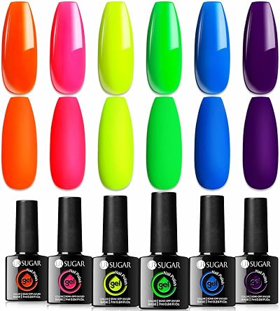 UR SUGAR Neon Gel Nail Polish 6 Colors Set Halloween Fluorescent Varnish Kit