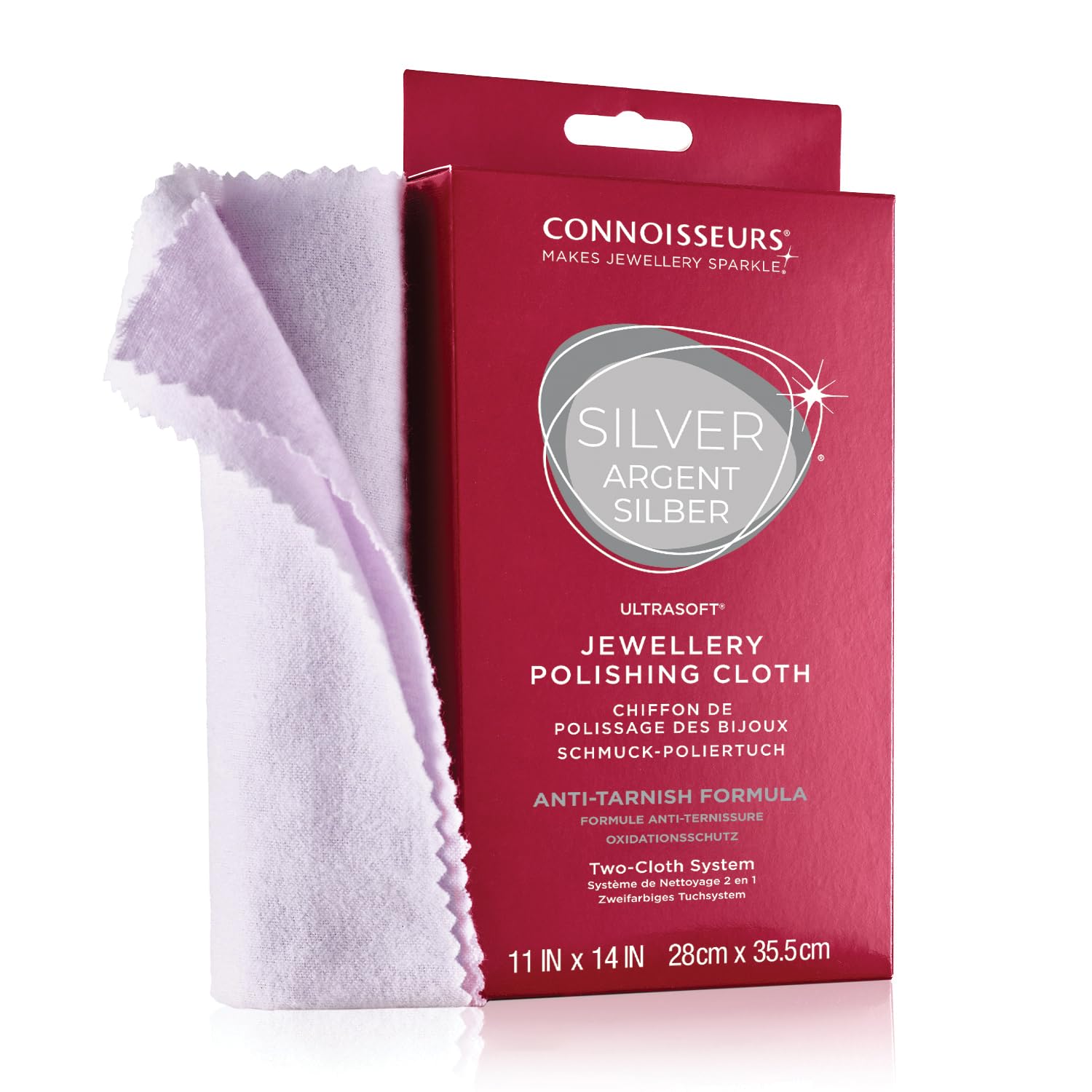 Connoisseurs Silver Polishing Cloth | Ultrasoft Silver Jewellery Cleaning Cloth to Buff & Restore Shine - 100% Cotton Fiber - 28 x 35cm