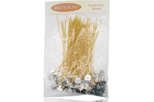 MILIVIXAY 100pcs 8Inch Hemp Wick, Pre-Waxed Wicks with 100% Natural Beeswax & Tabbed.