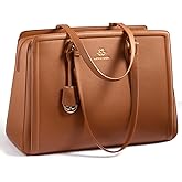 LOVEVOOK Laptop Bag for Women, Large Capacity Leather Computer Tote Bag, Waterproof Work Bags, Great Office Gifts for Women