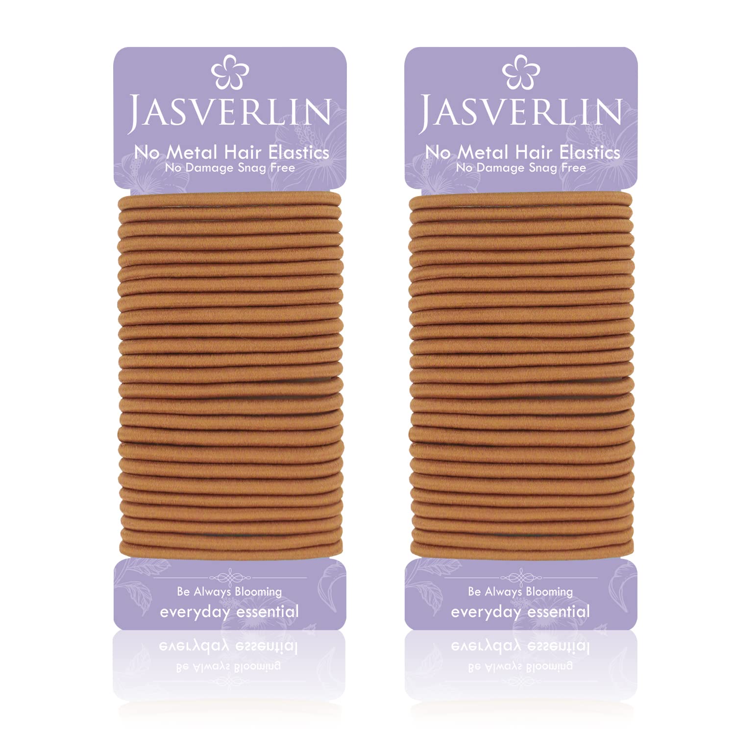 JASVERLIN Small Hair Scrunchies Pony Tails Hair Ties Elastics Bands for Women’s Girls’s Thin Thick Longhairs No Metal Damage free 1/8 Inch 50 Pieces (Ginger)