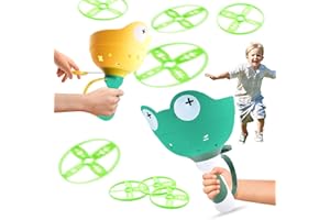 UXSIO 2 Pack Flying Disc Launcher Toy, Outdoor Toys for Kids Ages 4-8, Family Chasing Outside Games for Toddlers 3-5, Birthday Gift Ideas Boys Girls 3 4 5 6 7 8 Year Old
