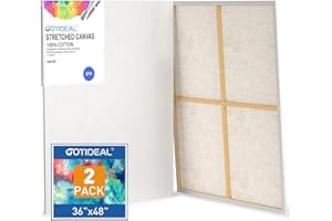 GOTIDEAL Stretched Canvases for Painting, 36x48" Inch Set of 2, Primed White - 100% Cotton Blank Art Large Canvas Boards for Painting for Acrylic Pouring, Oil Paint Dry & Wet Art Media