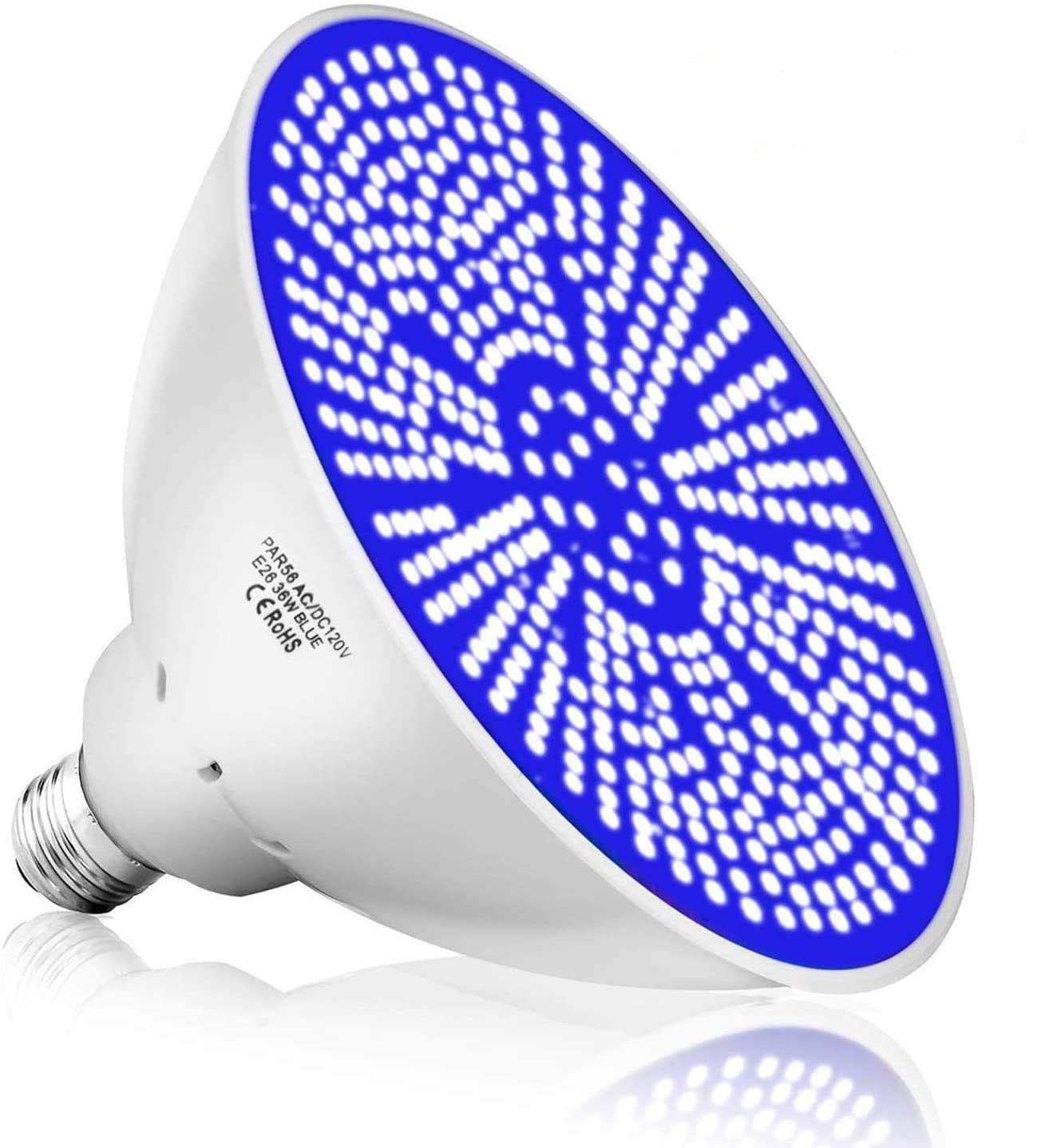 Photo 1 of XIUBE 12V 36W LED Pool Bulb Ocean Blue Light, 4200lm 6500K Endless Dark Blue Color E26 Base Replacement for Incandescent Bulbs in Swimming Pool Light