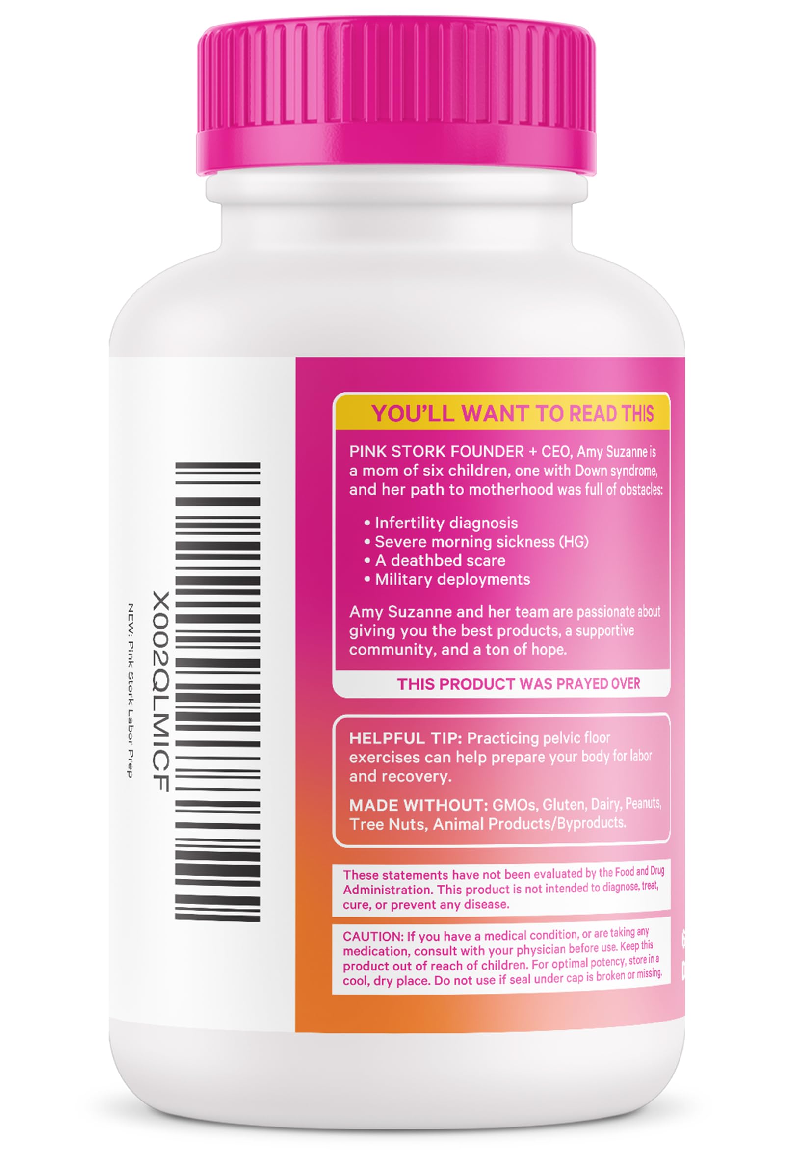 Pink Stork Labor Prep Supplement – Evening Primrose Oil & Red Raspberry Leaf for Third Trimester, Gentle Labor & Postpartum Support, Pregnancy & Breastfeeding Safe, 60 Vegan Capsules