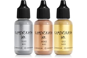 KAMENSKAYA Metallic Alcohol Ink Set - Silver, Bronze, Gold Alcohol Ink - 3 pcs 0.51 fl oz (15 ml) Each