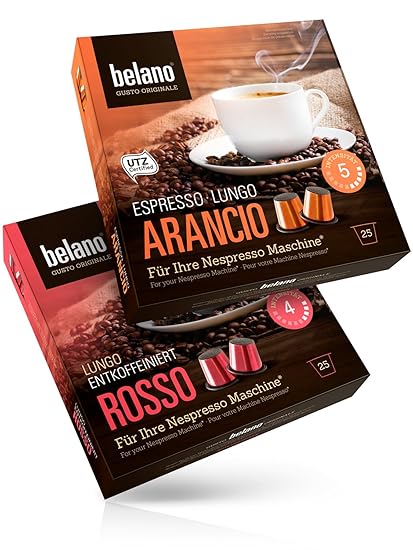 50x Belano Probiertset Nespresso kompatible Kapsel Capsule 100% Arabica Kaffee-Kapseln kompatibel mit Nespresso-Maschinen* 25