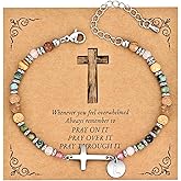 JUTOLOKA Initial Cross Bracelet for Women - Christian Faith Based Gift for Baptism, Confirmation, Easter | Religious Jewelry for Mom, Sister, Grandma, Friend | Birthday, Christmas, Communion Gift