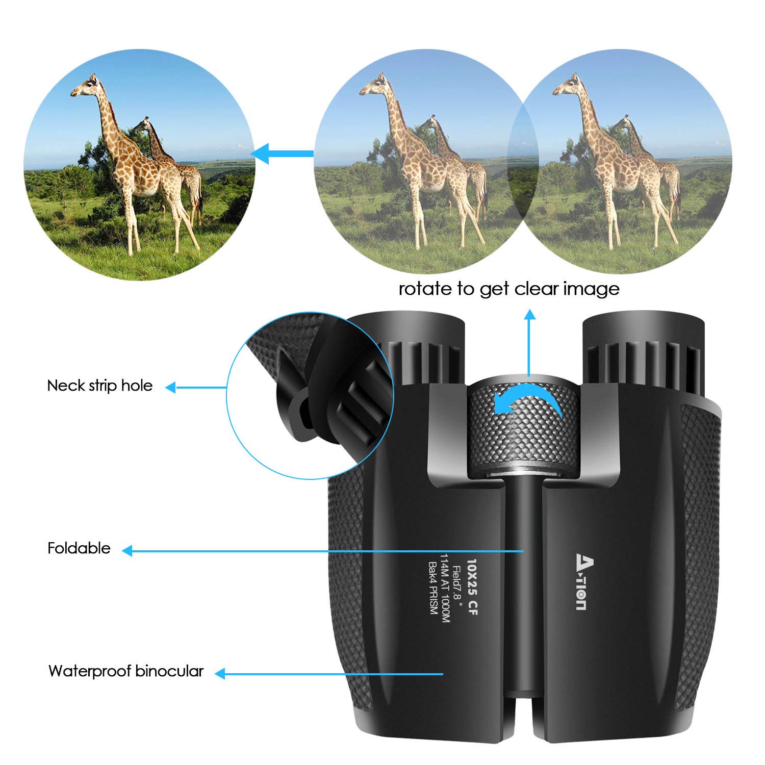 N-LIfe Compact Binoculars For Traveling Adults Kids Hunting Bird Watching Binoculars 10x25 Light Weight Waterproof Fogproof Sports Fun Opera Glasses Sightseeing for Safari Yellowstone, Alaska