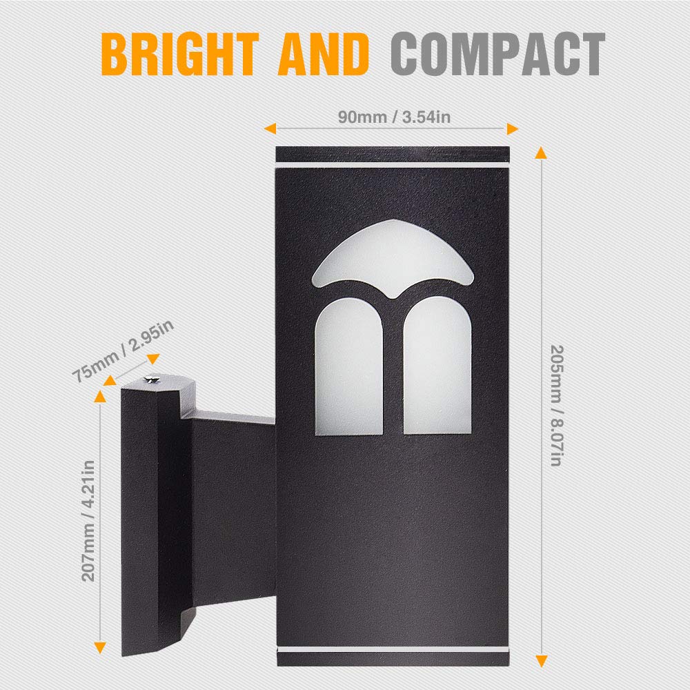 Contemporary 1-Light-Outdoor-Wall-Sconce with Black Finish On Steel with Clear Glass Panel Waterproof Outdoor Porch Light for Porch, Entryway, Patio, Deck, Garden