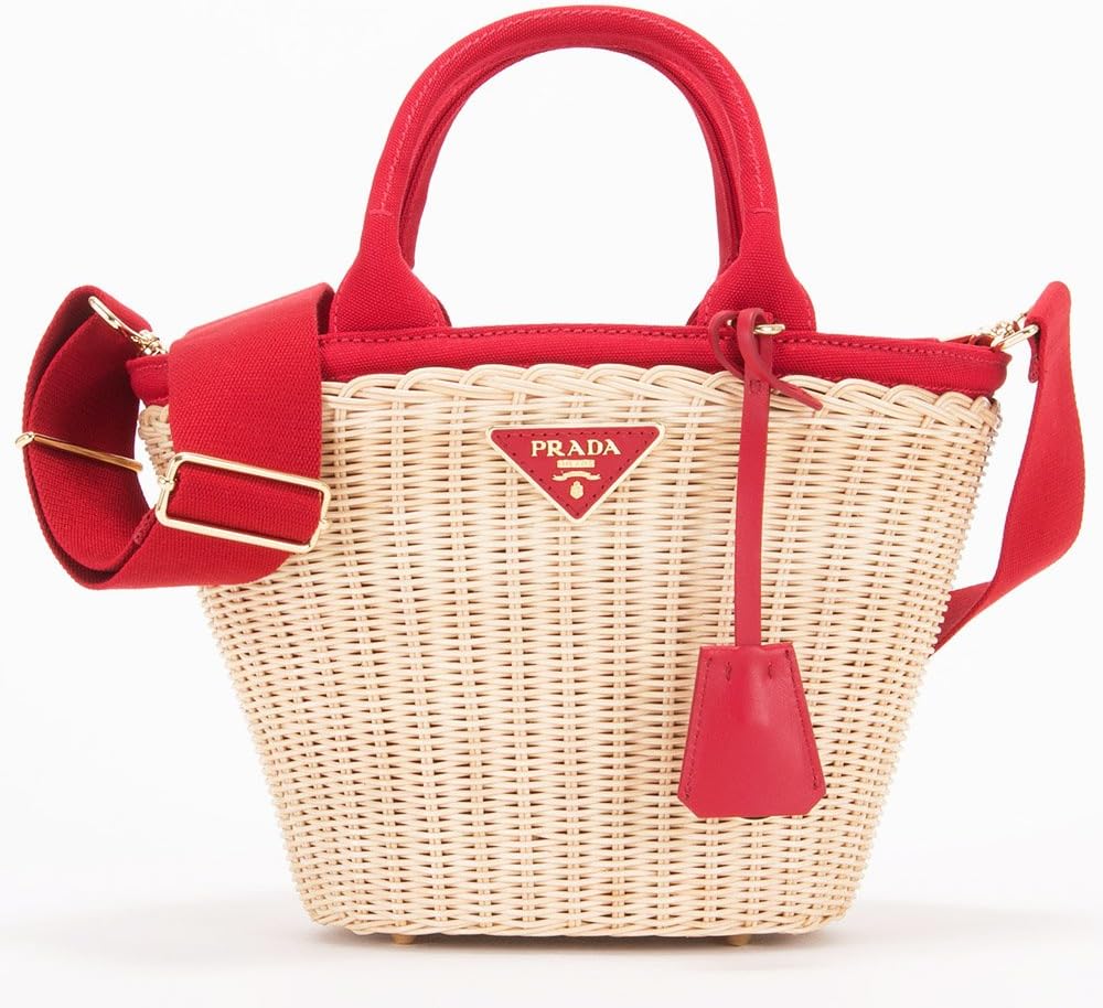 prada red bucket bag