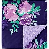 TANOFAR Minky Baby Blankets, Soft Toddler Blanket for Boys Girls, Dotted Backing, Double Layer Crib Receiving Blanket, for Nursery/Stroller/Toddler Bed/Carseat, 30 x 40 Inch, Purple Floral