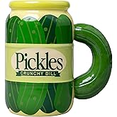 ban.do Pickle Jar Coffee Mug, Novelty Ceramic Cup with 3D Handle, 13.5 Ounce Coffee and Tea Cup, Unique Mug (Pickle Jar)