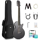Enya NOVA GO SP1 Carbon Fiber 35-Inch Smart Acoustic-Electric Travel Guitar | AcousticPlus Technology, Built-In Effects, USB Recording, Bluetooth Speaker, In-App Online Lessons, Beginner Kit with Gig Bag