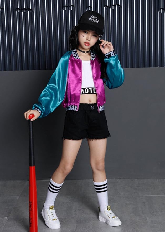 Amazon ダンス 衣装 トップス ガールズ衣装 長袖 秋 冬 ダンス 衣装 ジャケット コート 女の子 ヒップホップ キッズ ダンストップス ダンスウェア おしゃれ キッズダンス衣装 社交ダンス ステージ衣装 部屋着 アウター 140cm キッズコスチューム おもちゃ