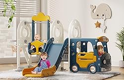 BIERUM 5 in 1 Toddler Slide and Swing Set, Kid