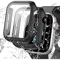 Delidigi 2 Pack Waterproof Apple Watch Case 44mm 40mm Series 6 5 4 SE with Tempered Glass, Apple Watch Screen Protector…