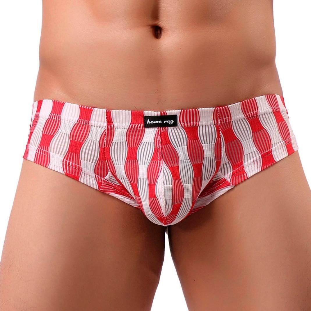 Men's Underwear, Hmeng Men Sexy Comfortable Breathable Underpants Stripe Printing Color Block Brief Nightwear Sleepwear