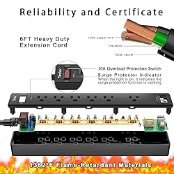 6Ft Power Strip Surge Protector - Yintar Extension