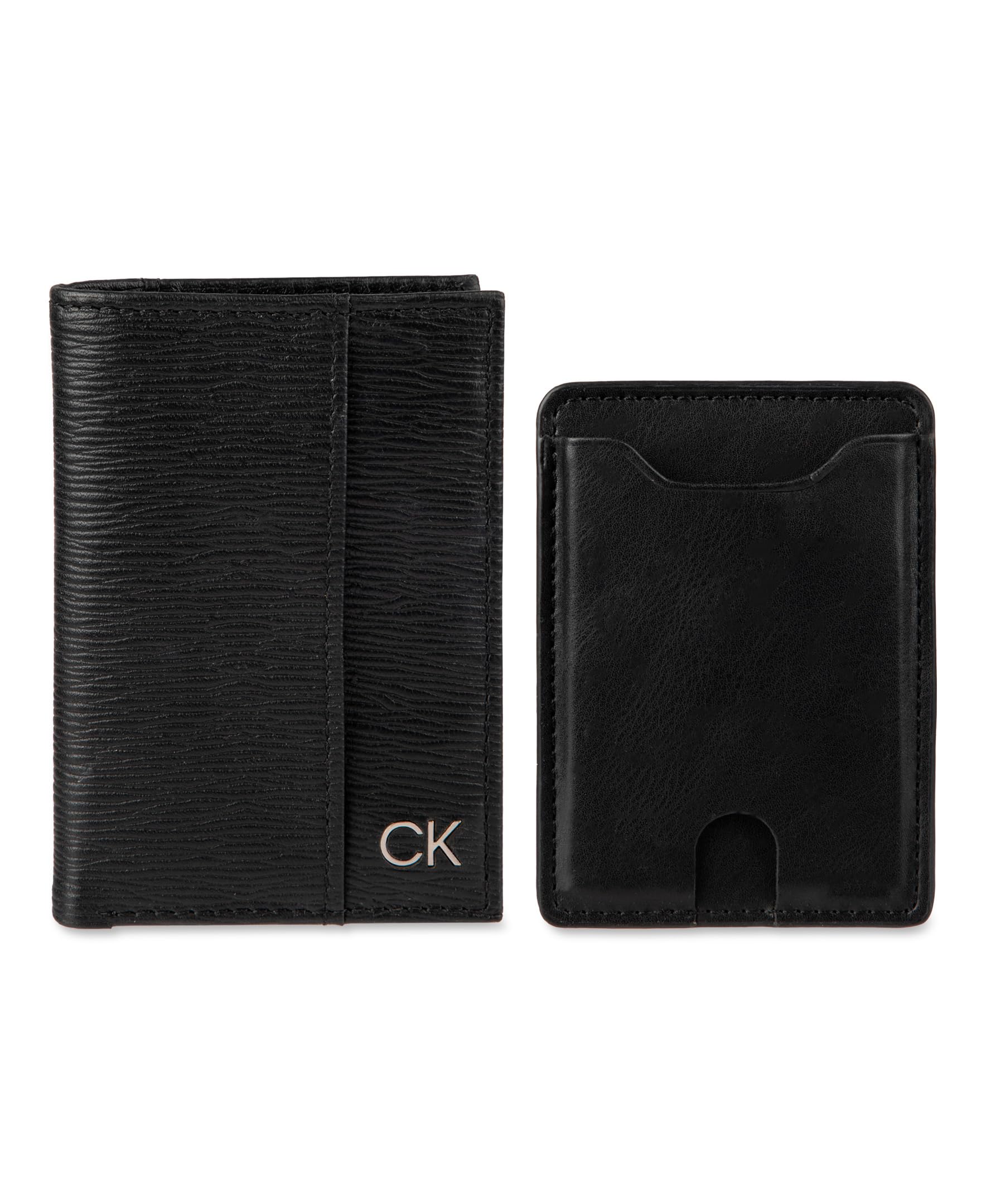 Calvin Klein Men's River Print Duofold with Magsafe Wallet Set, Black, One Size Image