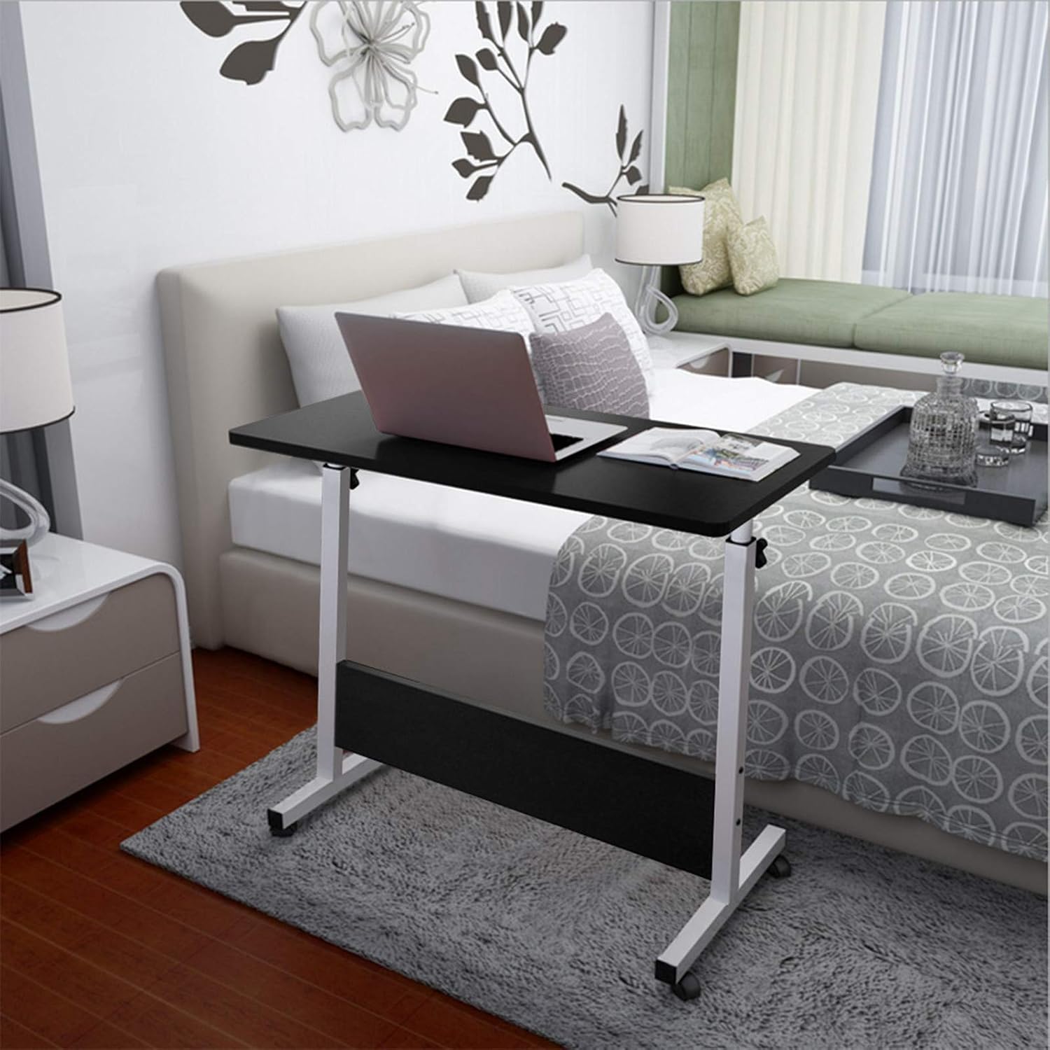 Fully Adjustable Overbed Table, Rolling Desk with Wheels