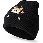 Zhamate Corgi Dog Lover Beanie Winter Warm Cute Dog Embroidery Beanie with Greeting Card Gift Box for Women Men Gift