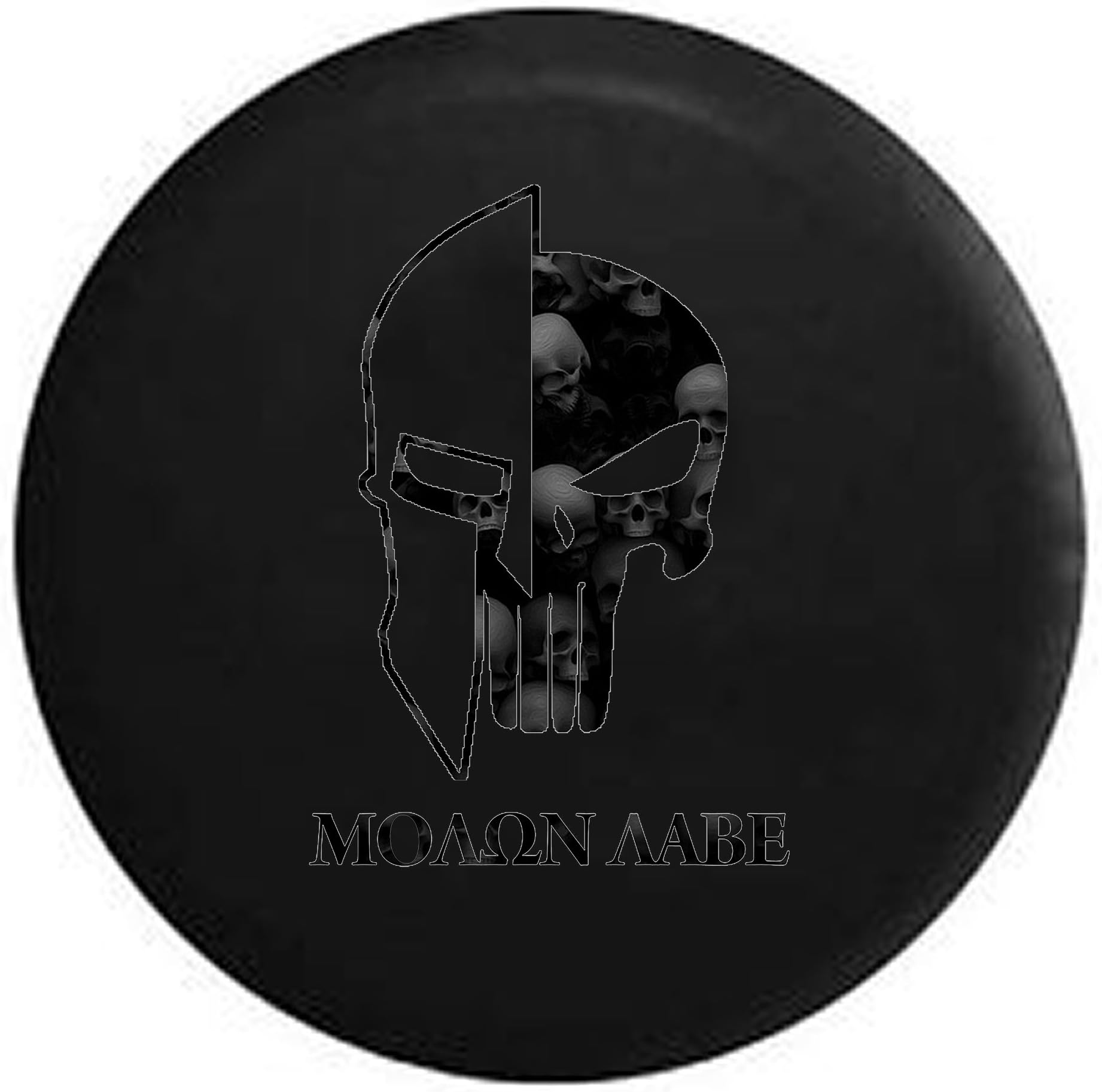 American Unlimited Molon Labe Tactical Skull Helmet Dark Edition Spare Tire Cover Black 33 in