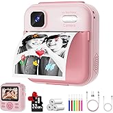 Kids Camera Instant Print for Boys and Girls, 48MP HD Cameras w/1080P Video, Print Paper, 32GB Card, Brush, Christmas Birthday Gifts Toys for Toddler and Teenagers Age 3-16 Years Old (Pink)