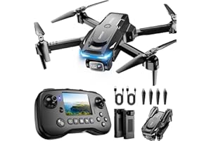 RELIDOL Drone with Camera - Drone with Screen on Controller for Beginners, Foldable Remote Control Quadcopter with Voice Gesture Control, 3D Flip, One Key Start, Emergency Stop, 2 Batteries, Easier to use