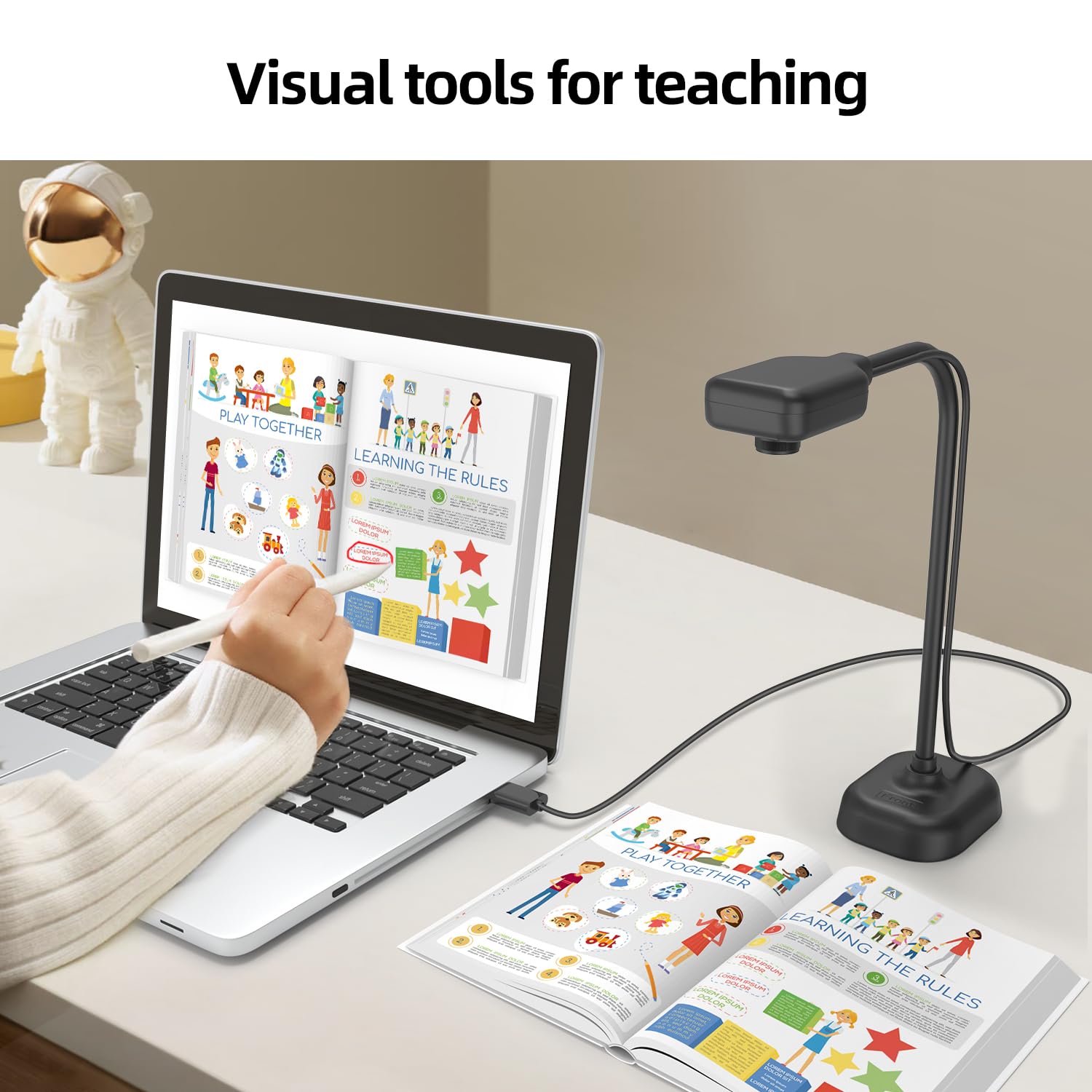 Document Camera for Teachers and Classroom, Gawervan USB Webcam/Doc Camera Built-in Mic— Mac OS, Windows, Chromebook Compatible for Live Demo, Web Conferencing, Distance Learning, Remote Teaching