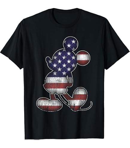 Amazon.com: Disney Mickey Mouse Americana Flag T-Shirt Small