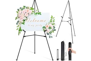 VAIIGO Easel Stand for Sign - 63" Display Easel for Wedding Sign Stand Poster Stand, Lightweight Adjustable Poster Easel for Painting, Portable Easel Stand with Carrying Bag, Black 1Pcs