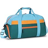 WOOMADA Kids Duffle Bag for Boys or Girls, Kids Overnight Bag with Shoe Compartment&Wet Pocket, Ideal for School Practice, Sports, Travel(green blue)