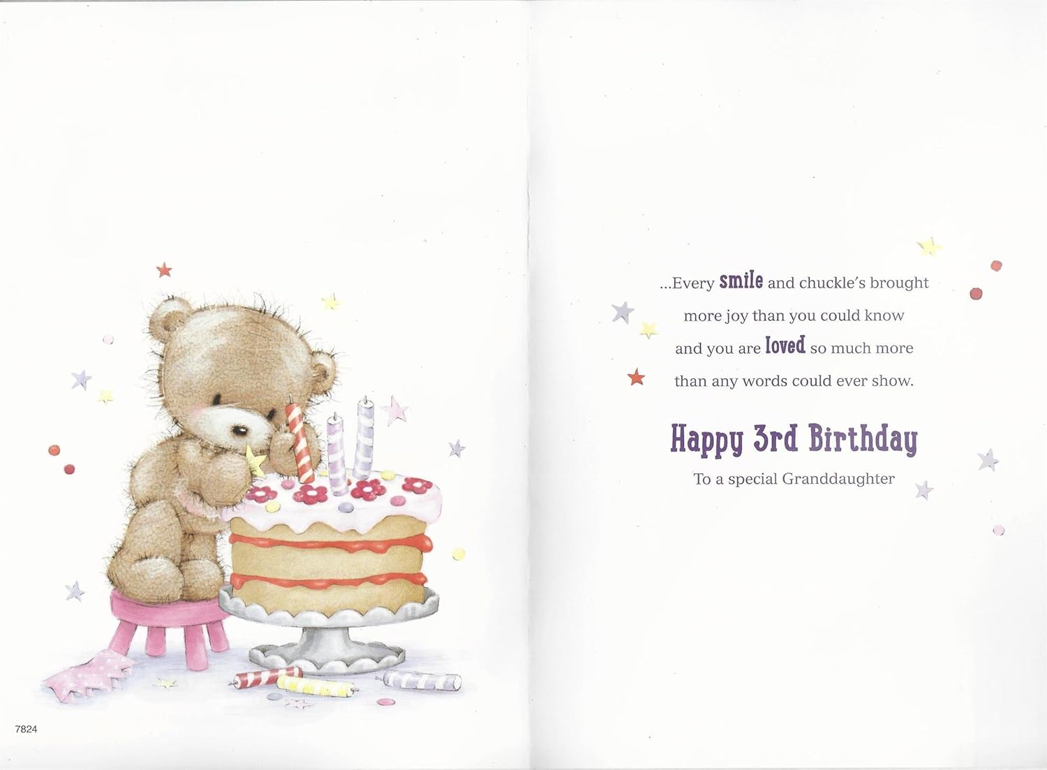 For A Special Granddaughter on Your 3rd birthday card - 7824CG, brown|black|white|pink, 23cm x 16cm - Image 3