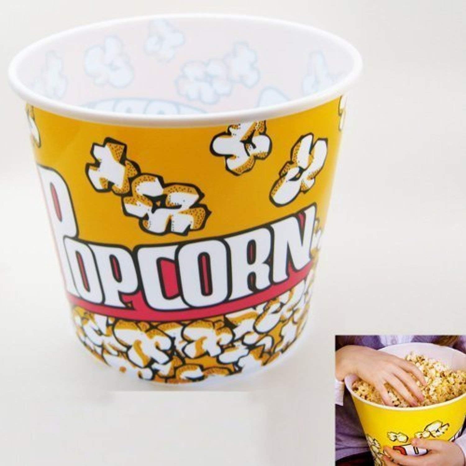 Harivar Mart Retro Style Reusable Popcorn Bowl Plastic Container Movie Theater Bucket - Set of 2