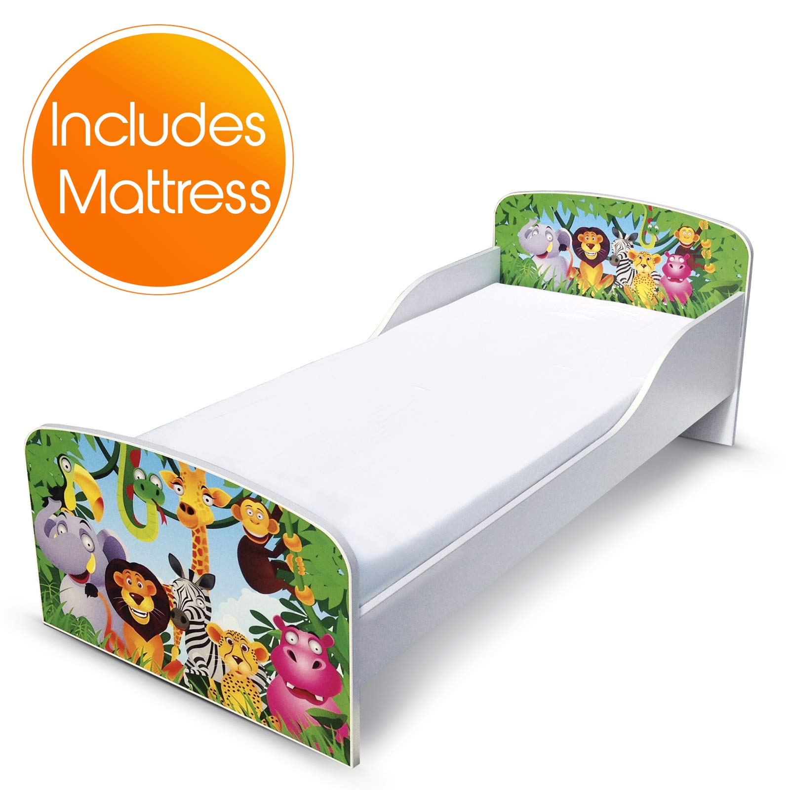 Price Right Home Jungle Design MDF Toddler Bed + Deluxe Mattress