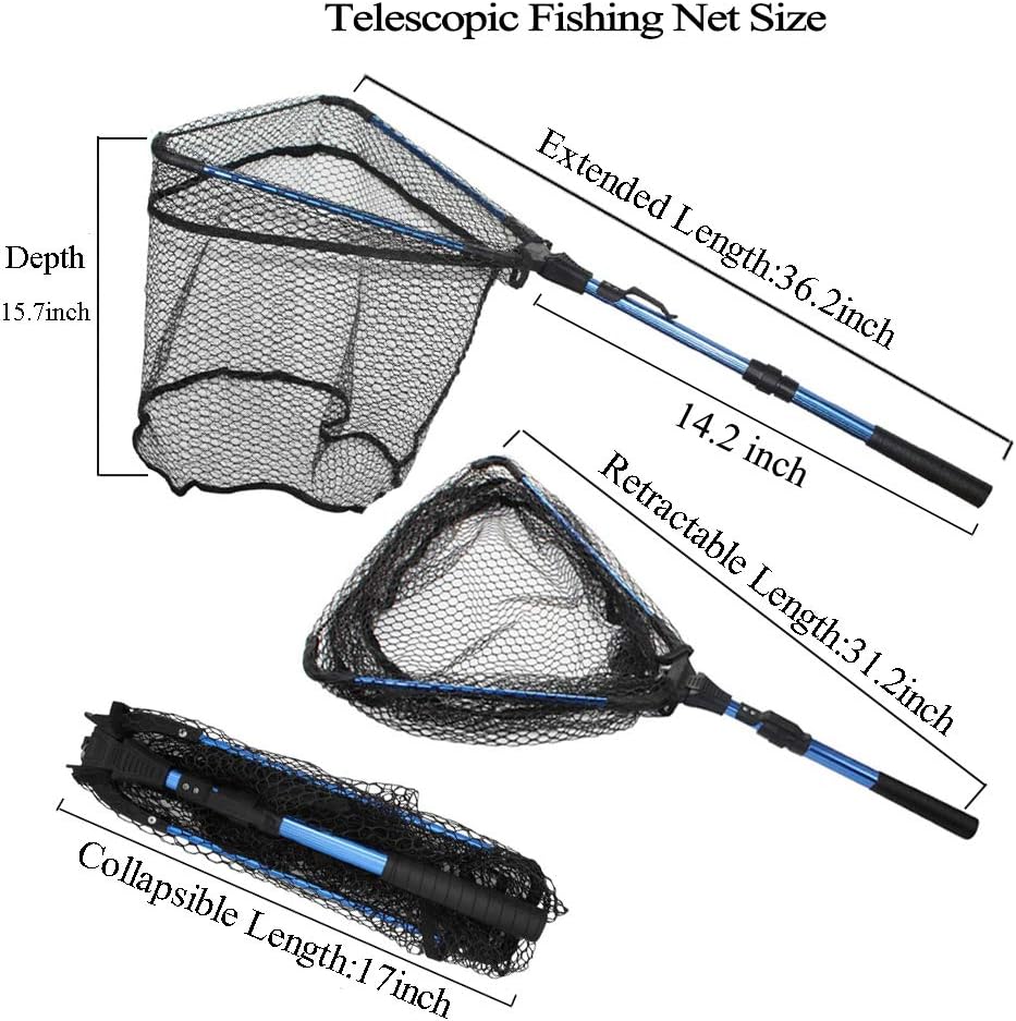 ZHENDUO OUTDOOR Fishing Net Fishing Landing Net Collapsible Telescopic Fishing Nets for Safe Fish Catching or Releasing with Fish Gripper Fishing Gear Tool Set : Sports & Outdoors