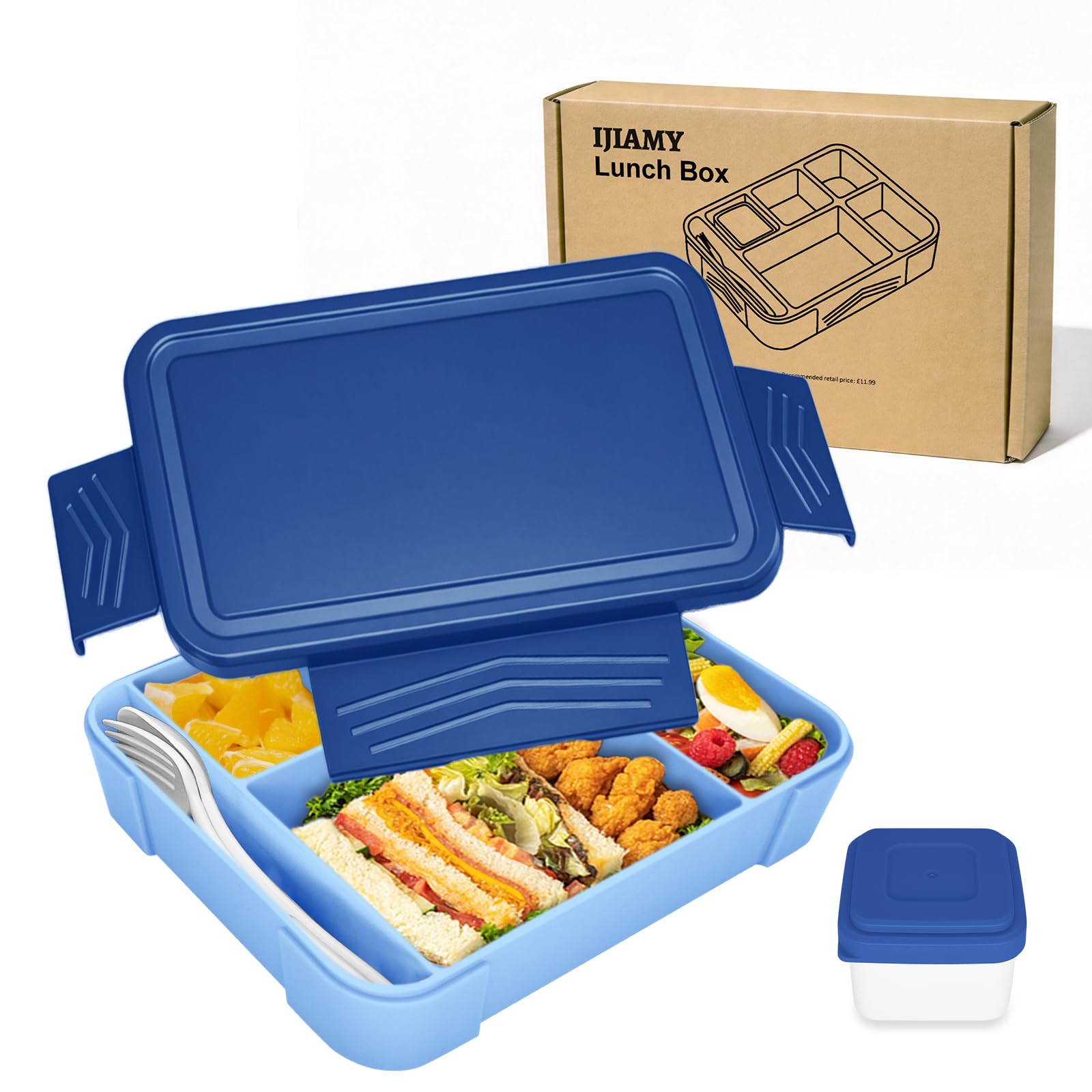 IJIAMY Bento Lunch Box Kids, Bento Box Lunch Box Adults with 5 Compartments and 1 Salad Dressing Containers, Snack Box for Kids and Adults Work School